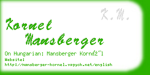 kornel mansberger business card